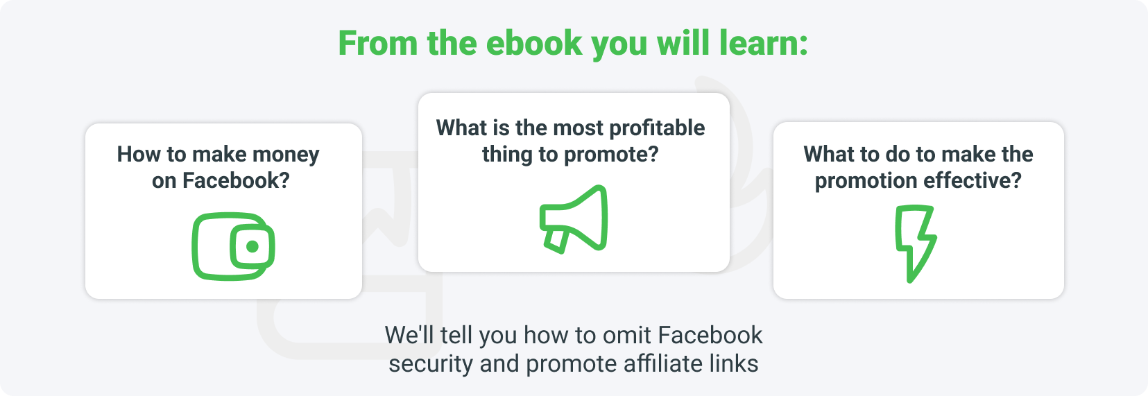 Contents of the ebook about making money on Facebook