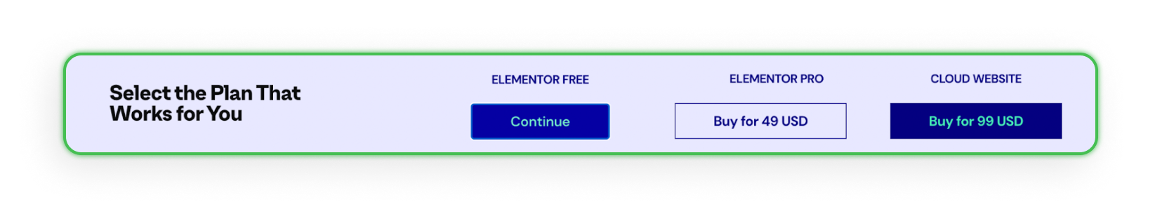 Elementor. Версии Elementor на выбор.
