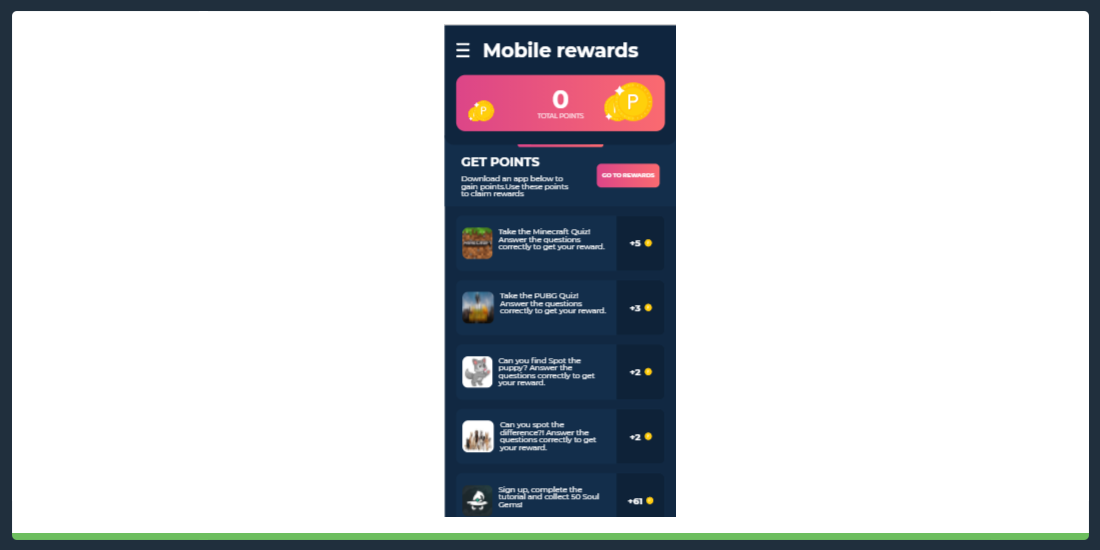 Mobile Rewards look