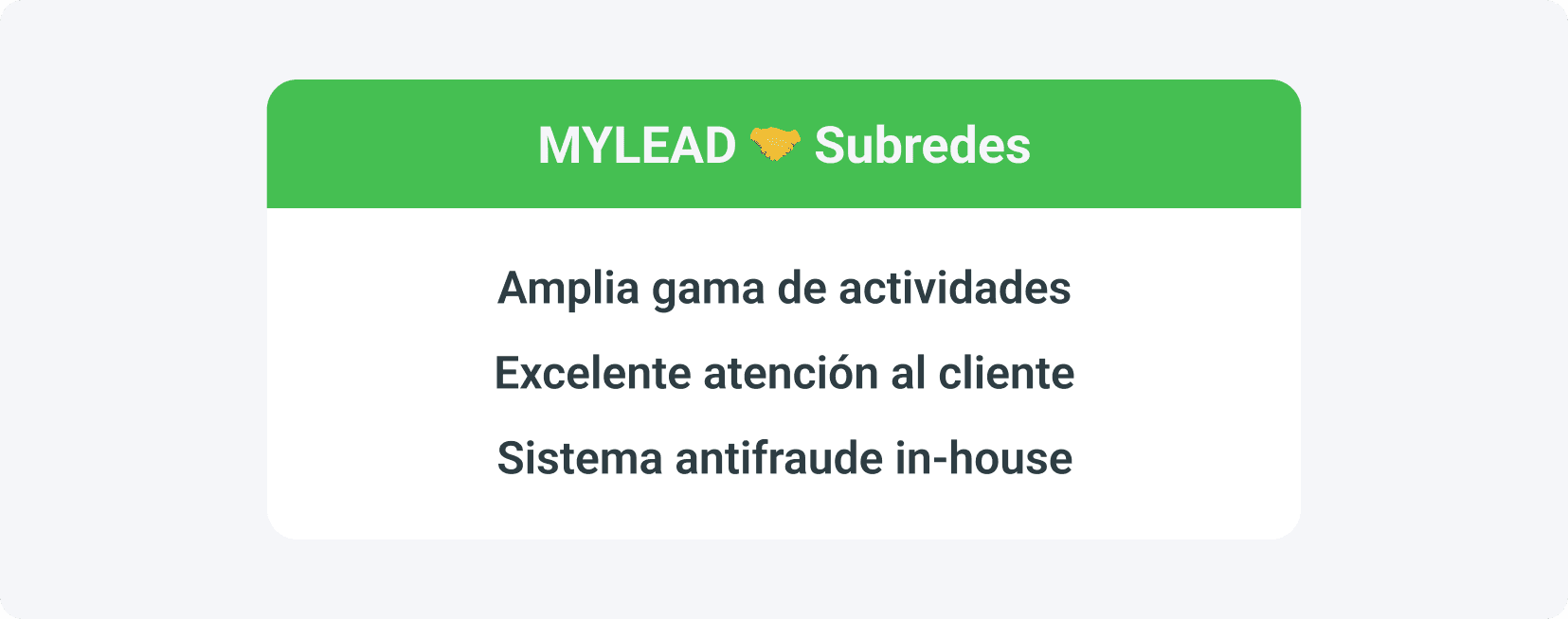 Las ventajas de la cooperación de subred con una red de afiliados como MyLead son principalmente una amplia gama de actividades, una excelente atención al cliente y un sistema interno antifraude.