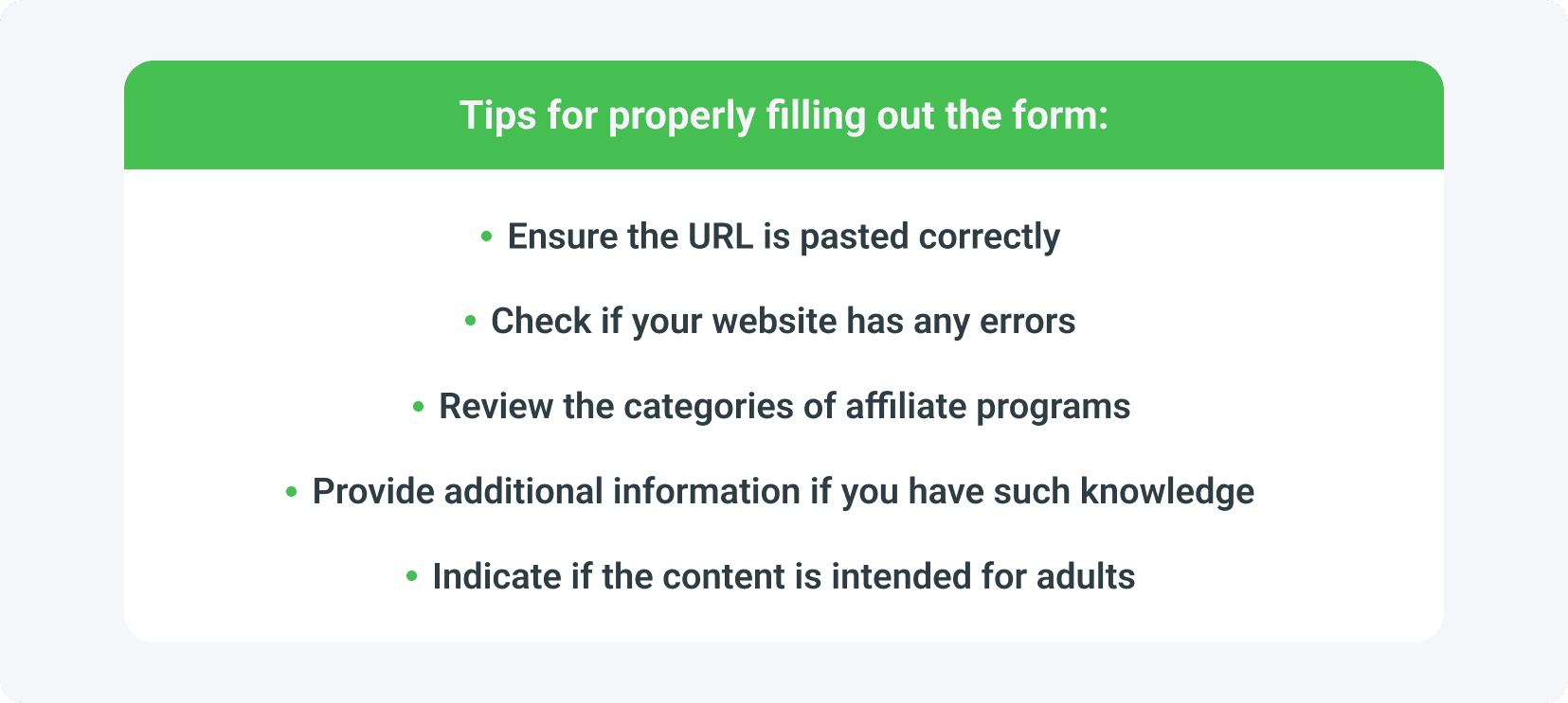 Tips for properly filling out the form